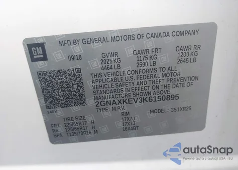 2019 Chevrolet Equinox Lt from USA, damaged, VIN 2GNAXKEV3K6150895